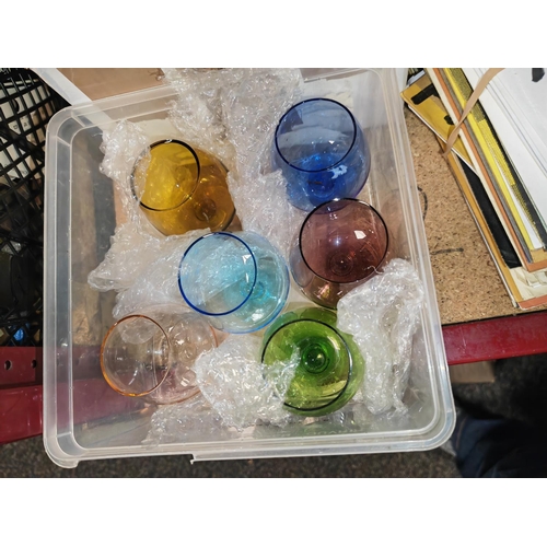 193 - 2 Small Boxes Of Sets Of Glasses Some Coloured