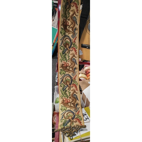 212 - Brass Hanging Bell With Tapestry