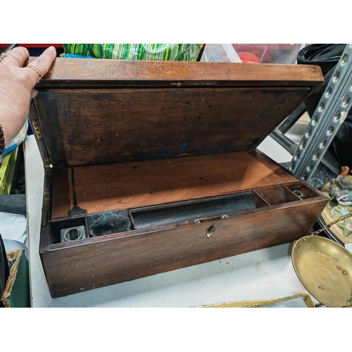 426 - Large Mahogany Writing Slope With Drawer Needs Attention