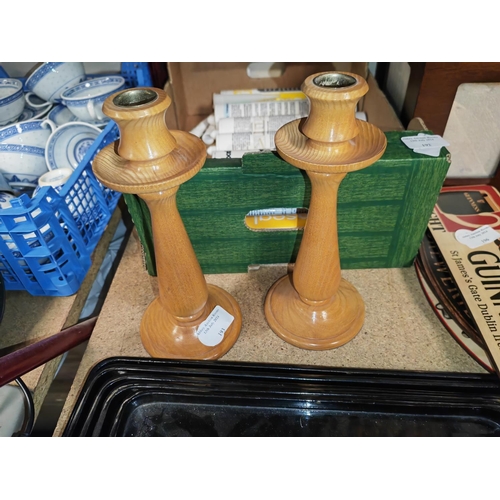 438 - Pair Of Wooden Candlesticks