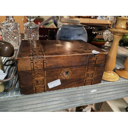 437 - Inlaid Wooden Box With Tray