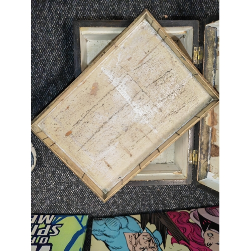 437 - Inlaid Wooden Box With Tray