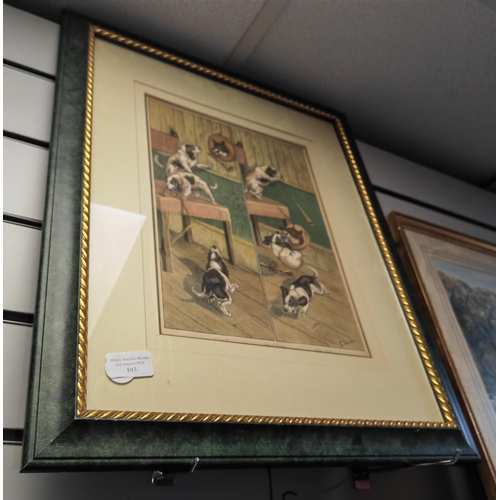 103 - Framed Louis Wain Dogs Print