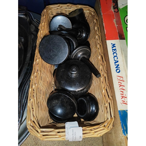 249 - Basket Of Ebony Dressing Table Bits