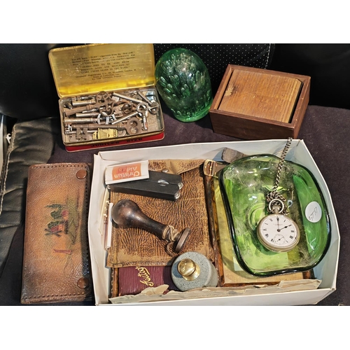 263 - Box Of Treasures Including A Pocket Watch And A Tin Of Keys