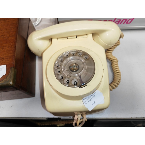 469 - Cream Vintage Dial Up Wall Telephone