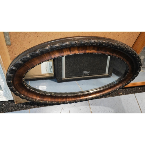 568 - Wooden Frame Oval Shaped Mirror