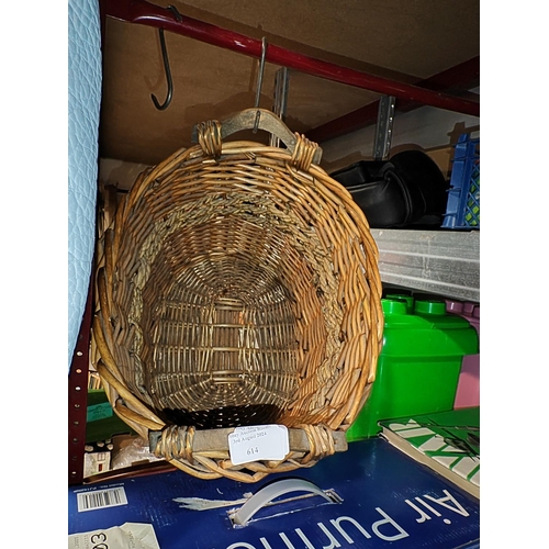 614 - Empty Wicker Basket With Handles