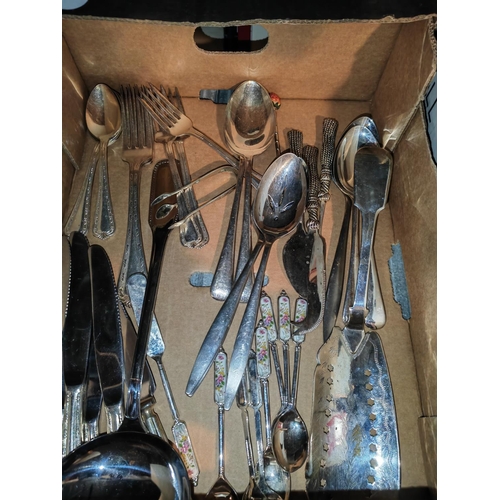 626 - Box With Silver Plated Cutlery Set Plus Others