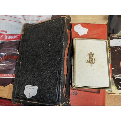 138 - Leather Bound Bible Plus A Boxed Prayer Book