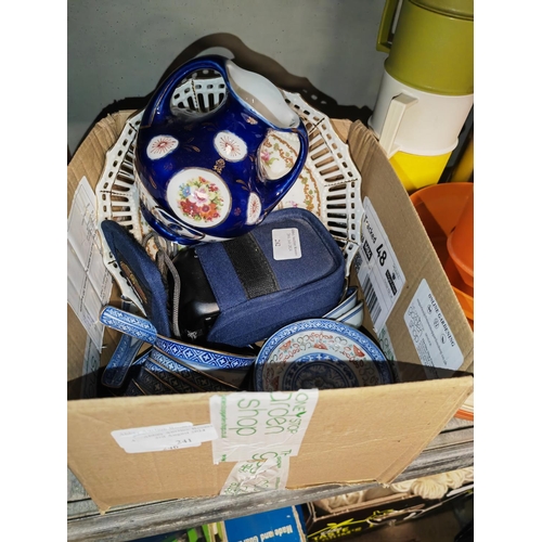 241 - Chinese Teapot In Basket Lid Missing, Set Of 5 Graduating Oriental Trays, Plus A Box With Chinese Te... 