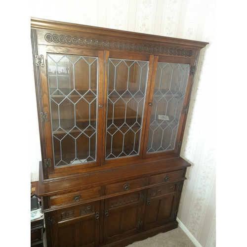 711 - Old Charm Glass Fronted Display Cabinet Approx. 134cm x 185cm