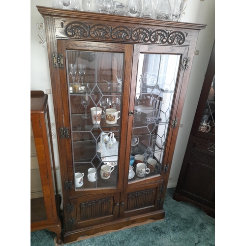 714 - Old Charm Tall Glass Fronted Display Cabinet Approx. 90cm x 1.6m