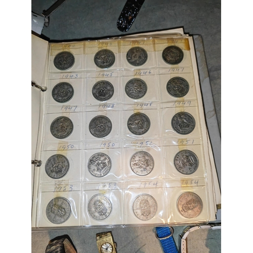 395 - Album Of Mostly Old English Coins With A Few Foreign Coins Some Half Silver