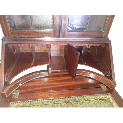 713 - Reproduction Inlaid Bureau Display Case With Fitted Interior Approx. 75cm x 2m High