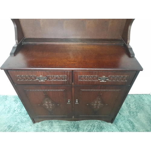 716 - Darkwood Doomed Topped Dresser Approx 92cm x 1.9m High