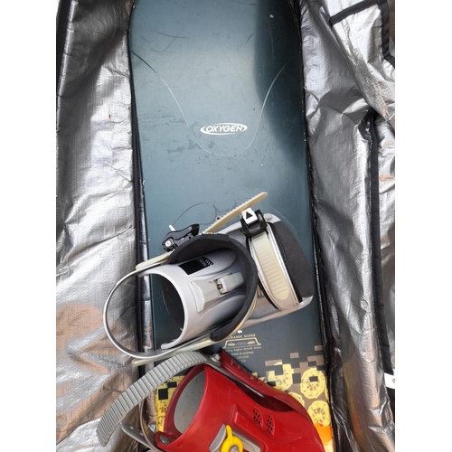 49 - Snowboard In Bag With Snow Boots Put Away Wet Need Cleaning