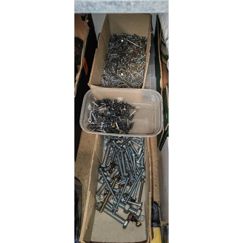 158 - Box Of Nuts And Bolts, Nails, Screws Pins Etc