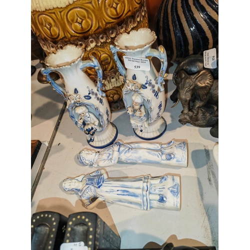 539 - Pair Or Vases Plus A Lady And Man Ornaments