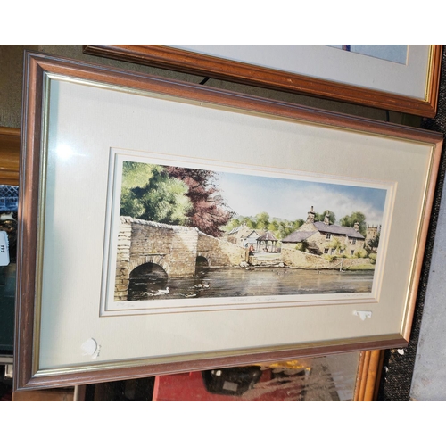 545 - Framed Print Of A Lake In Ashford , Framed Monet Print Of A Mid Eastern Scene Plus Framed Print Of A... 