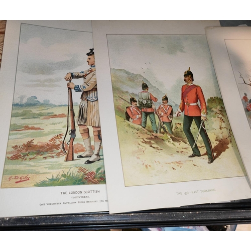 600 - 14 Colour Military Plates C 1880S, Soldiers Dress And Regiment Uniform, Prints Trimmed And Ready For... 