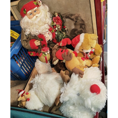 653 - Selection Of Christmas Soft Toys Plus A Santa