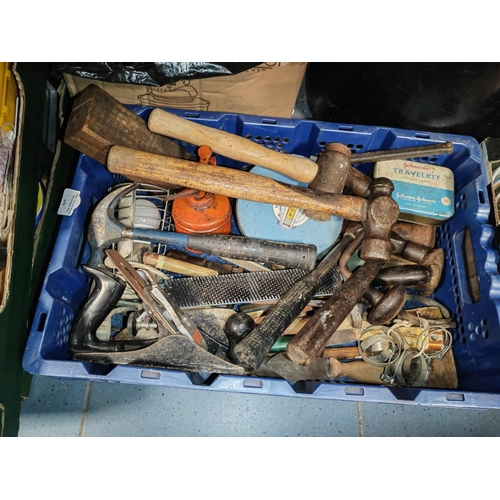 659 - A Blue Box Of Vintage Tools