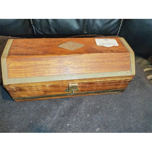 303 - Wooden Box Of Costume Jewellery