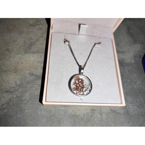 396 - Cavendish French Sterling Silver Celestial Tree Of Life Design Pendant With A Rose Gold Tree Of Life... 