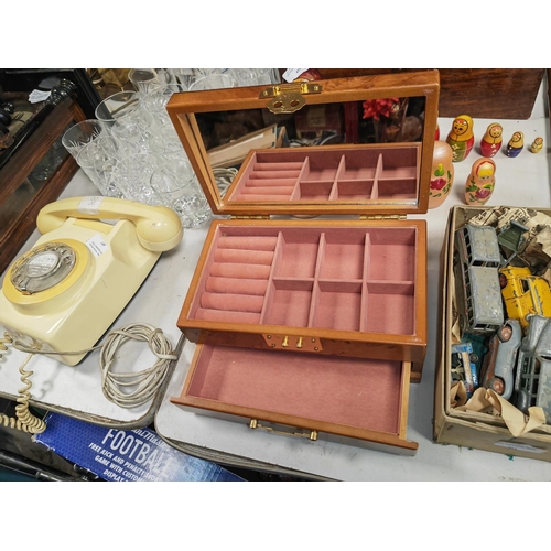 448 - Wooden Oriental Jewellery Box Needs Tlc