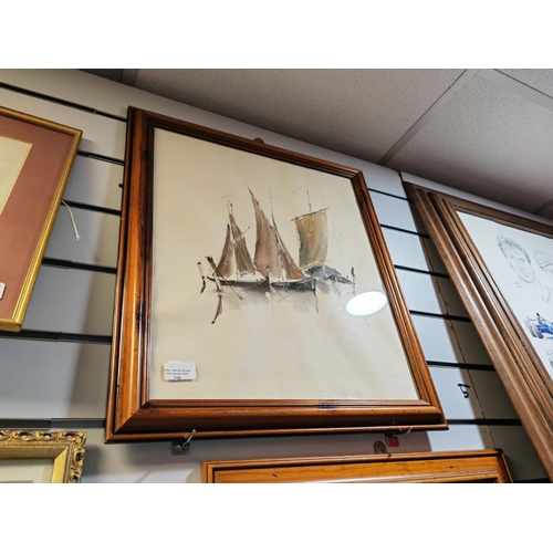 110 - Pair Of Indistinct Watercolours Of Boats Signed