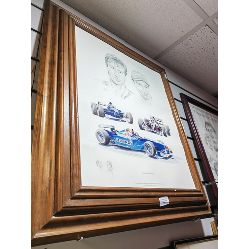 113 - Framed Racing Car Drivers Print