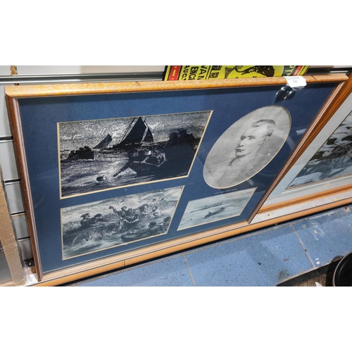 116 - Framed Collage Print Of Captain Webb Who Swam Across The English Chanel Plus A Matching Mouse Mat