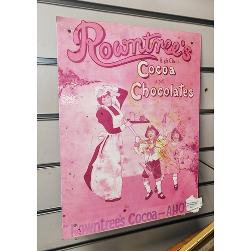 122 - Rowntree'S Cocoa & Chocolate Tin Plate Advertising Sign