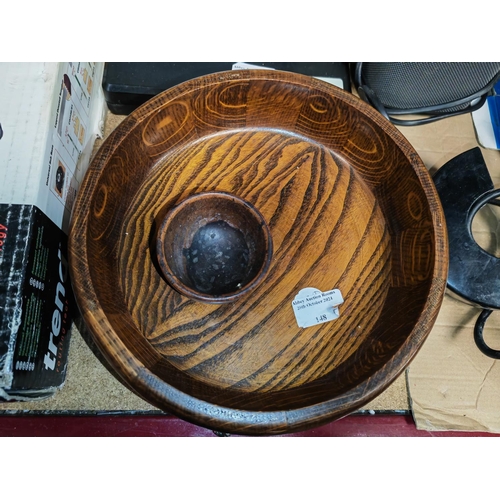 148 - Oak Trinket Pot And Fruit Bowl