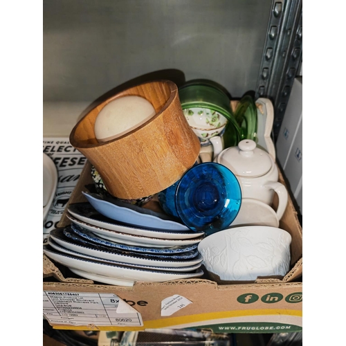 241 - Tray Of Crockery Plus A Wooden Item