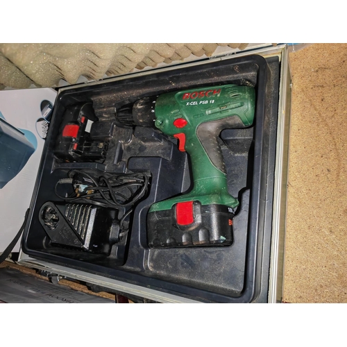 246 - Bosch Cordless Drill With 2 Batteries And Charger In Case