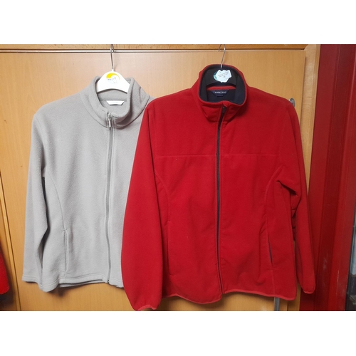 25 - 2 Fleece Jackets 1 Beige, 1 Red Both Size Small