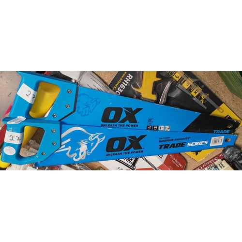 259 - 2 Unused Ox Professional Hand Saws 20