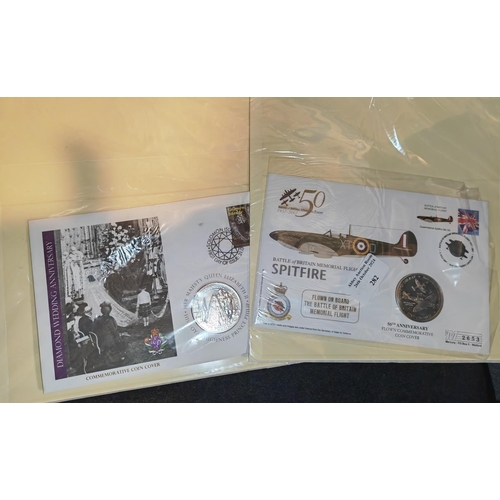 282 - 5 Fdc'S With Coins Including Spitfire