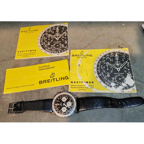 376 - Breitling Geneve Navitimer 806 3 Dial Watch Working With The Original Breitling Books Dated From The... 