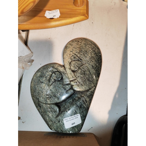 489 - Heavy Stone Kissing Couple Ornament