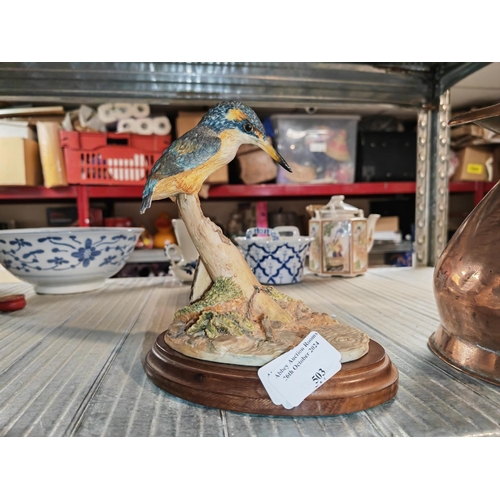 503 - Border Fine Arts Kingfisher Figurine On Plynth