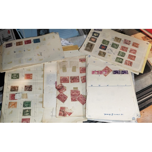 560 - Older World Stamps On Pages + Approval Stamps