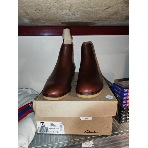 588 - Pair Of Clarkes Brown Leather Chelsea Boots Size 8 1/2