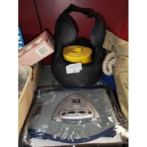 647 - Rx Sport Electronic Ab Gym Belt Plus  A Sparring Helmet And 2 Judo Belts