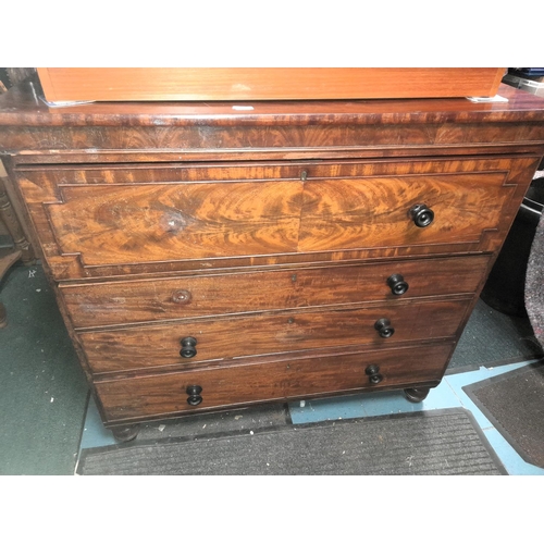 679 - Oversized Mahogany Secretaire Chest Of Drawers In Need Of A Little T L C