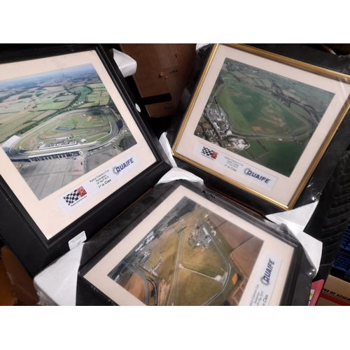 697 - 7 Framed Aerial Photo'S Of Race Tracks Some Duplicates