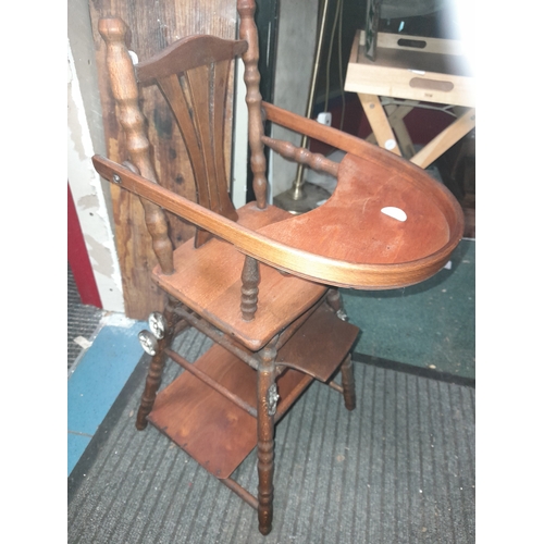 64 - Vintage Wooden Dolls Highchair