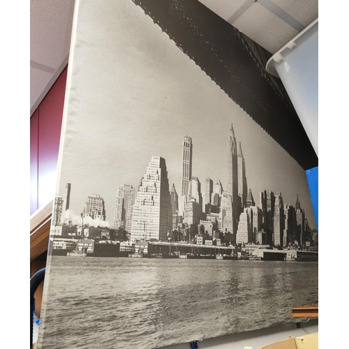 121 - Large Print On Canvas Of An American Skyline